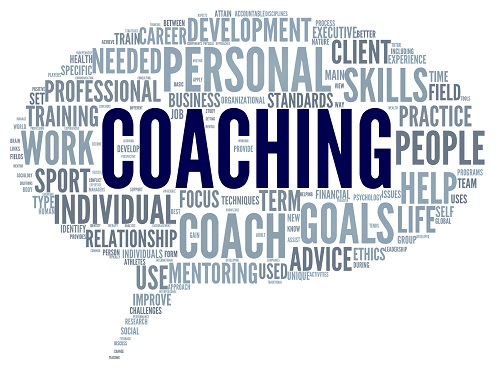 Napis coaching w chmurze słów