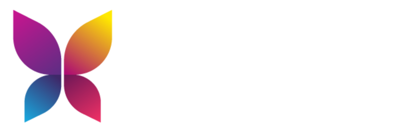 Logo Fundacji Inspira - motyl w róznych kolorach: różowym, żółtym, niebieskim, czerwoym. Obok napis INSPIRA białą czcionką